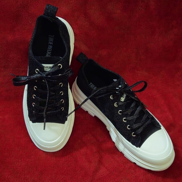 True Religion Shoes - True Religion Janis Black w/Sparkles Canvas Sneakers - Size 10
